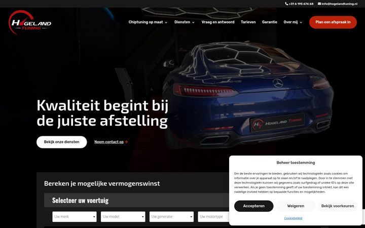 Screenshot of hogelandtuning.nl