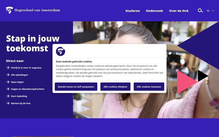 Screenshot of hogeschoolvanamsterdam.nl