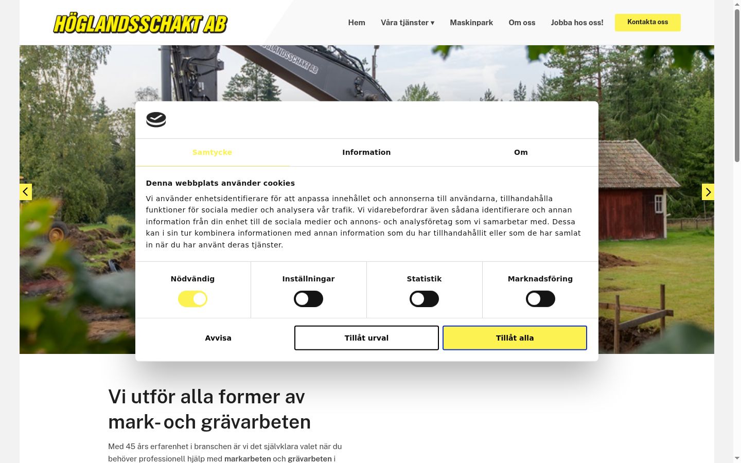 Skærmbillede af samtykkebanneret, som det blev vist før nogen interaktion