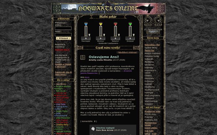 Screenshot of hogwarts.cz