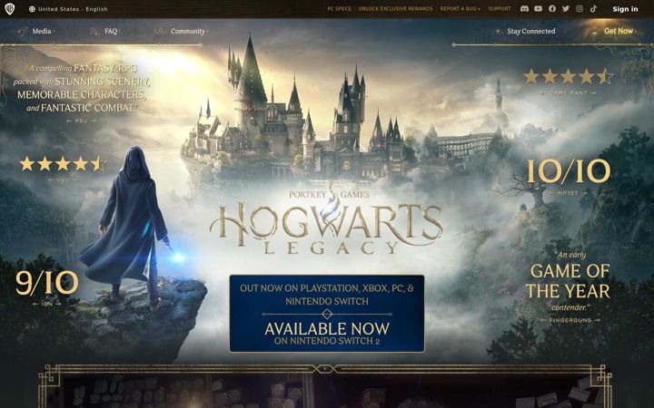 Screenshot of hogwartslegacy.com
