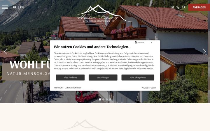 Screenshot of hoheburg.at