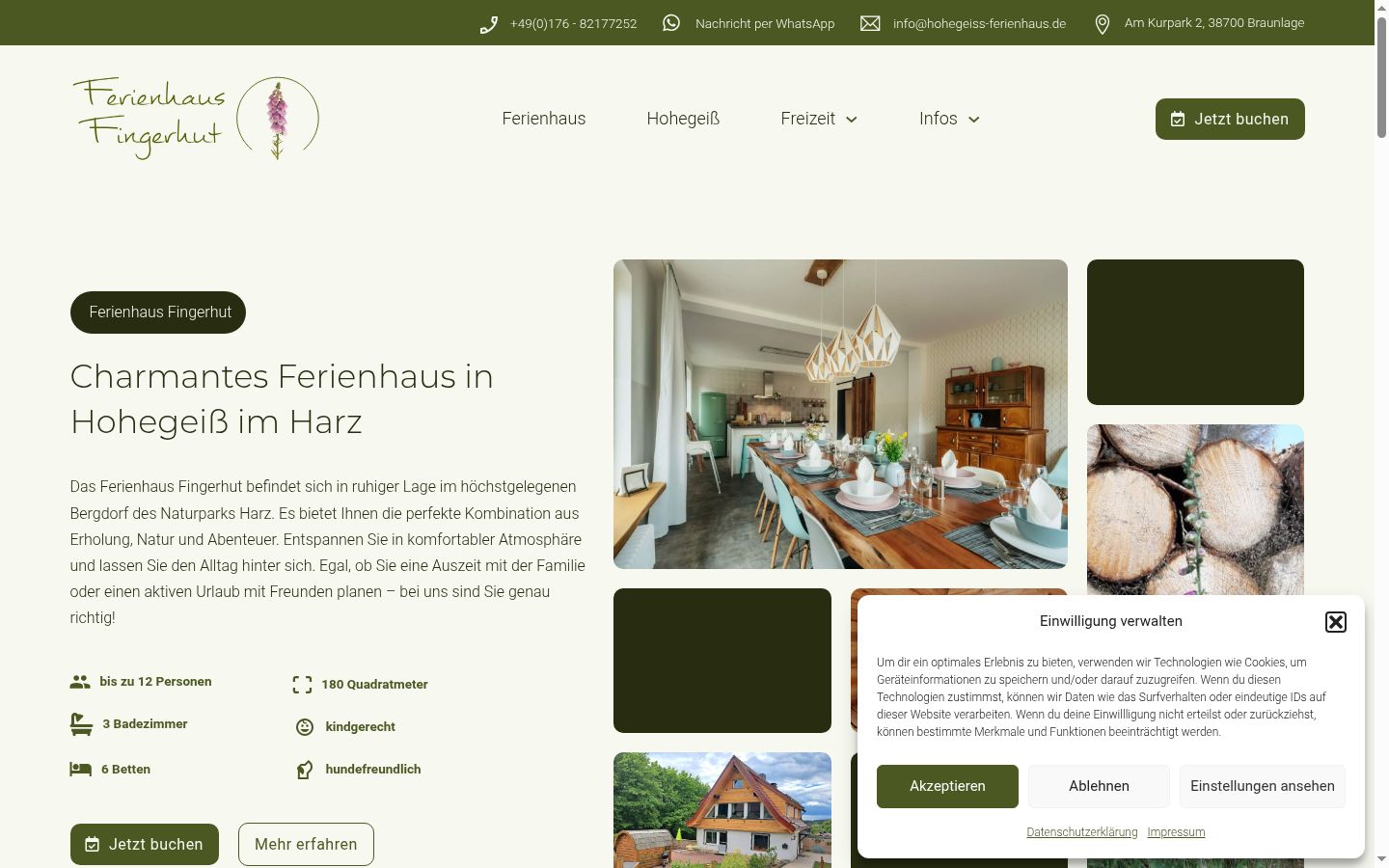 Screenshot des Einwilligungsbanners vor jeglicher Interaktion
