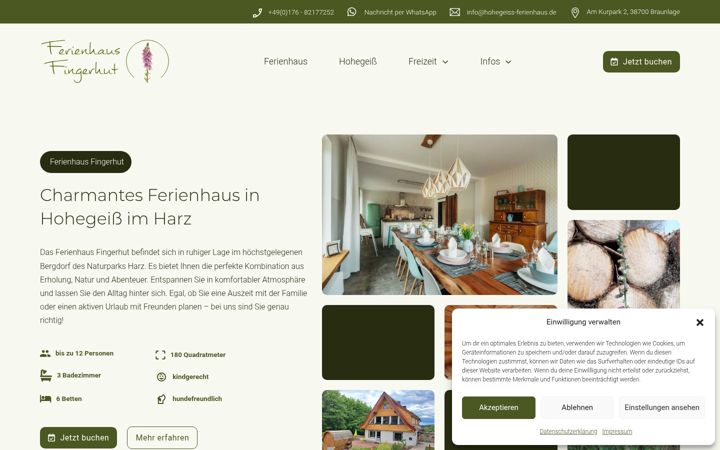 Screenshot of hohegeiss-ferienhaus.de