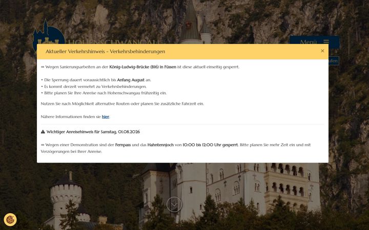 Screenshot of hohenschwangau.de