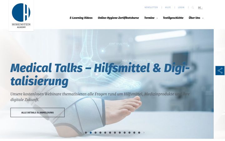 Screenshot of hohenstein-academy.com