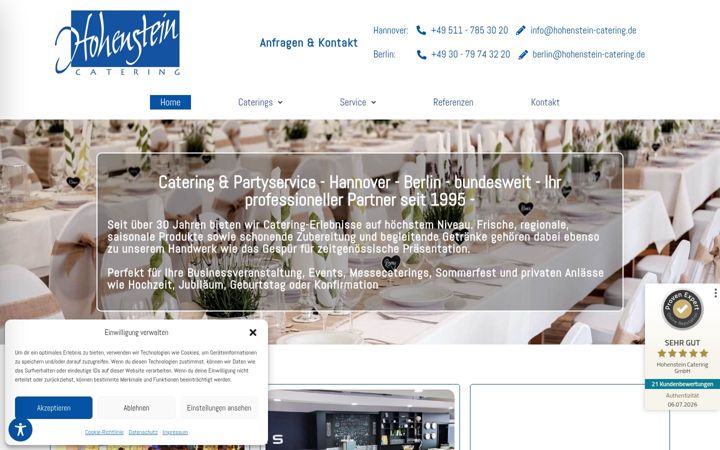 Screenshot of hohenstein-catering.de
