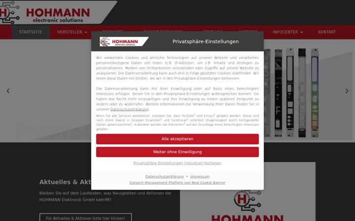 Kuvakaappaus sivustosta hohmann-elektronik.de