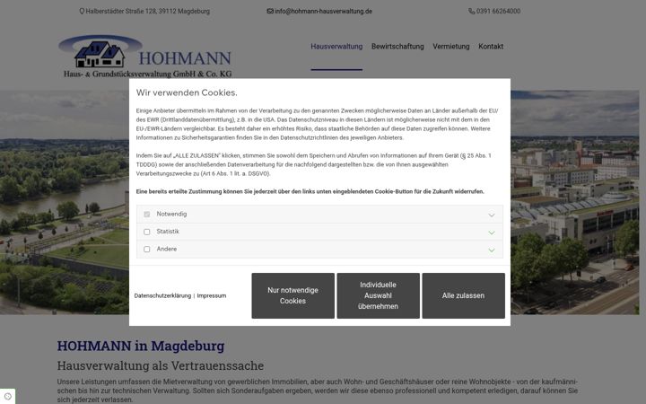 Screenshot of hohmann-hausverwaltung.de