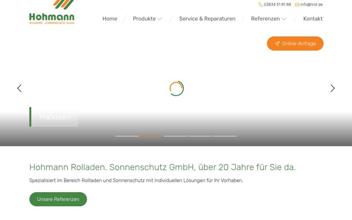 Screenshot of hohmann-sonnenschutz.de