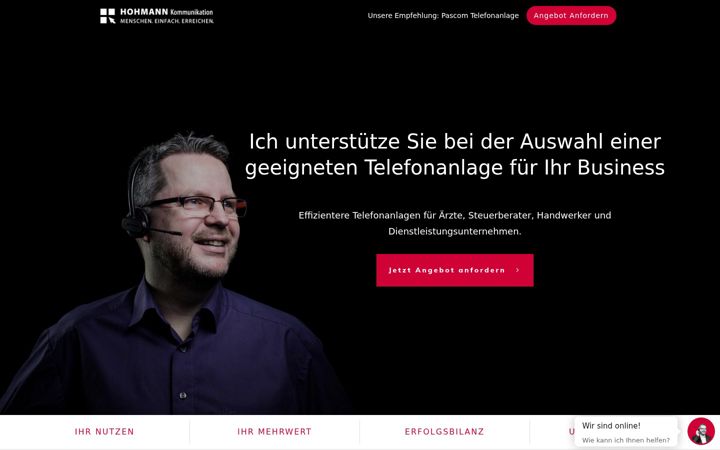 Screenshot of hohmann-telefonanlagen.de