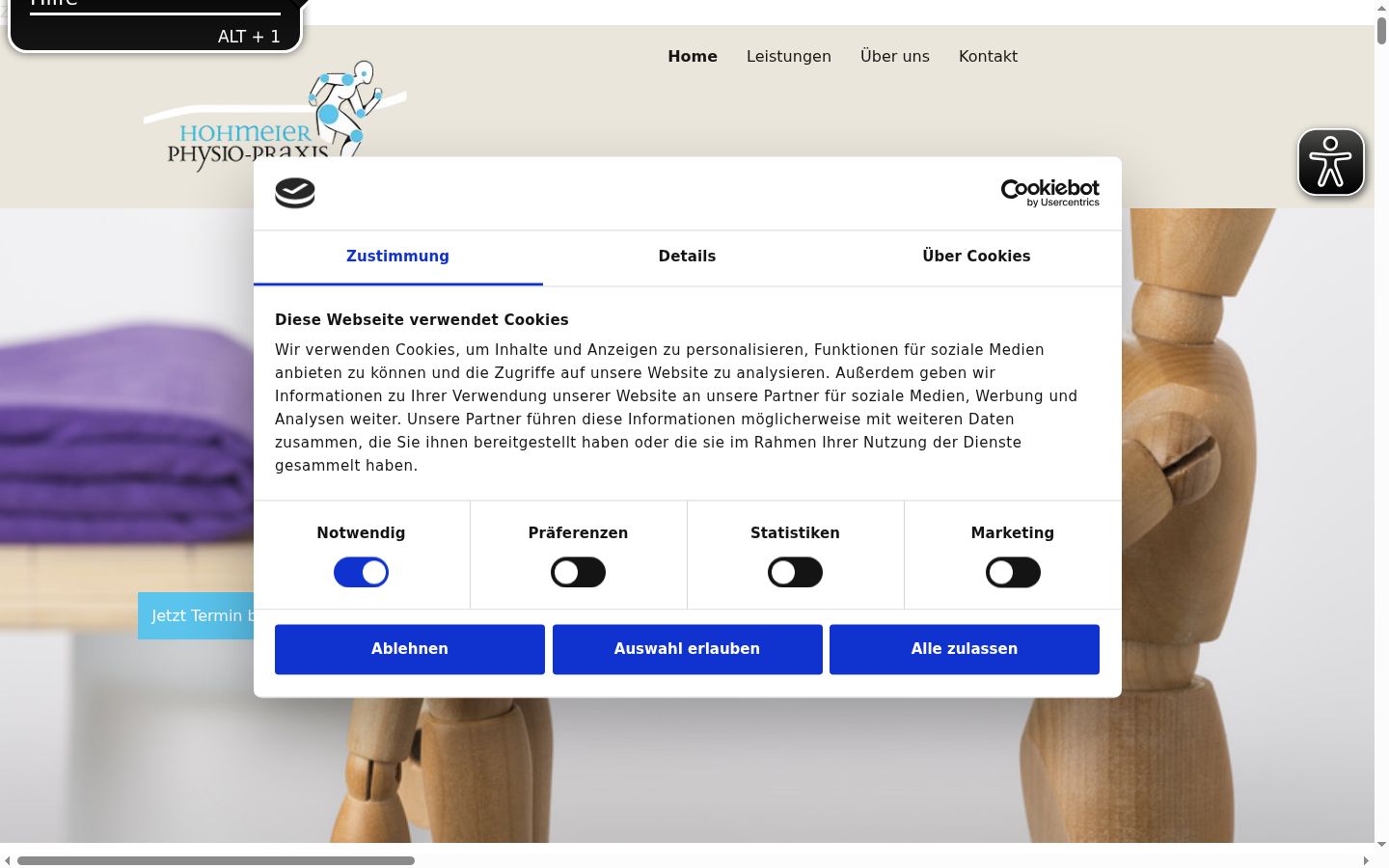 Screenshot tal-banner tal-kunsens muri qabel kwalunkwe interazzjoni