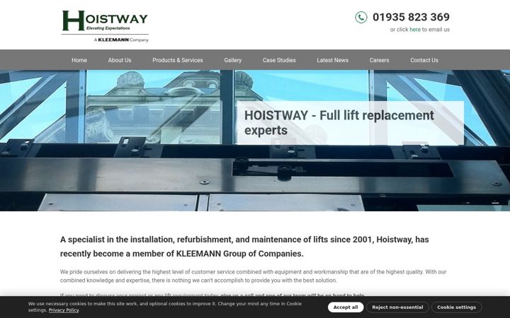 Screenshot of hoistway.co.uk