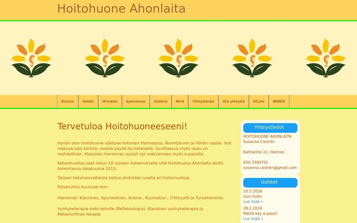 Screenshot of hoitohuoneahonlaita.fi