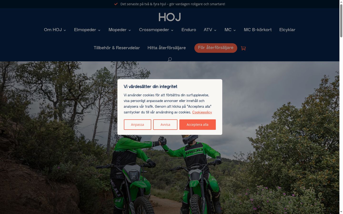 Screenshot del banner di consenso mostrato prima di qualsiasi interazione