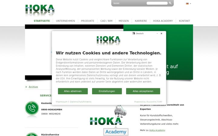 Screenshot of hoka.de