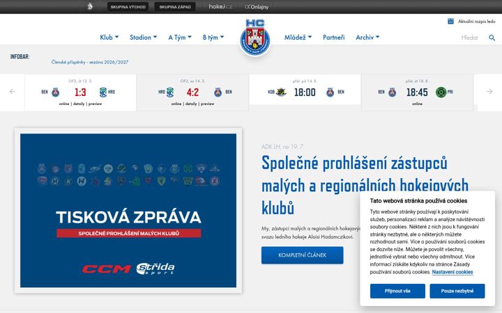 Screenshot of hokejbenatky.cz