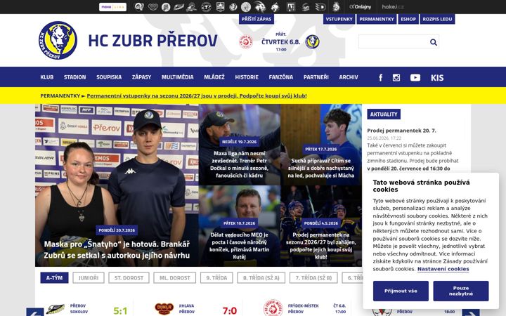 Screenshot of hokejprerov.cz