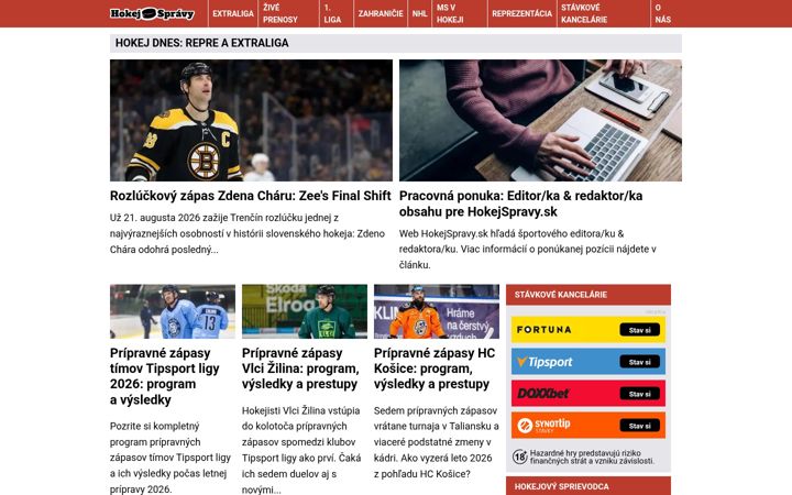 Screenshot of hokejspravy.sk