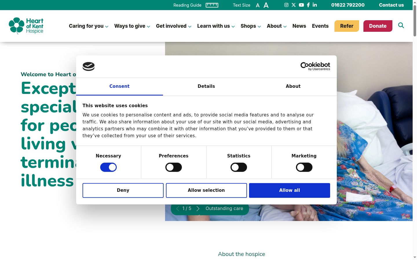 Screenshot del banner di consenso mostrato prima di qualsiasi interazione