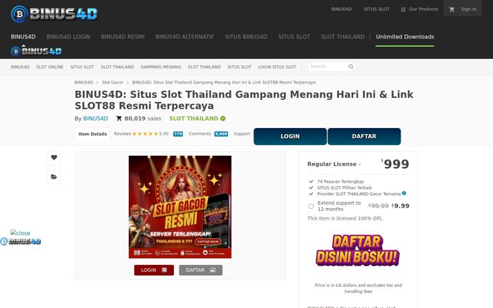 Captură de ecran a hokibintang.com