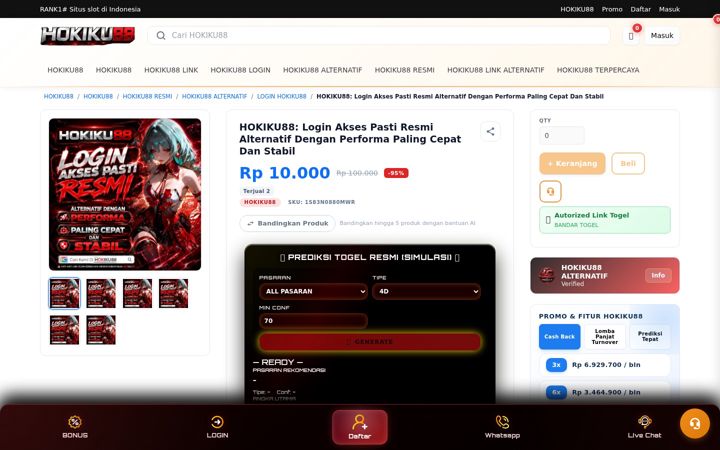 Captură de ecran a hokiku88login.com