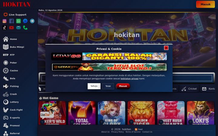 Screenshot of hokitan.org