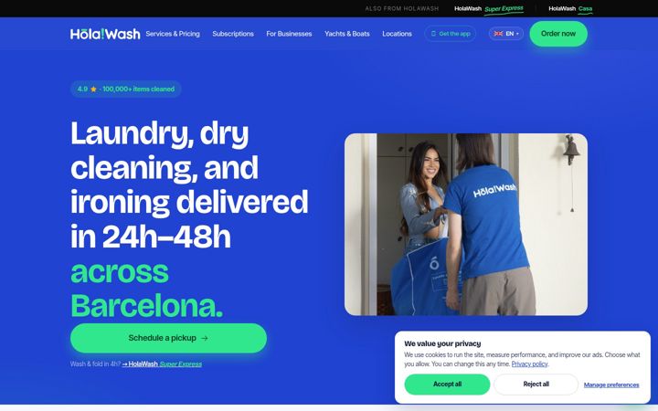 Screenshot of hola-wash.com
