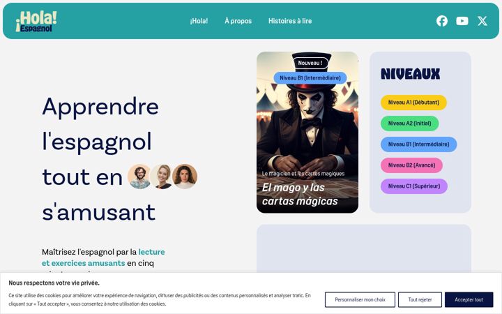 Screenshot of holaespagnol.ca