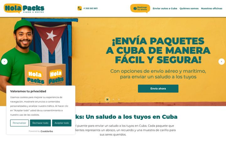 Screenshot of holapacks.com