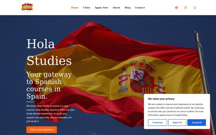Screenshot of holastudies.com