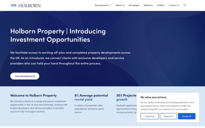 Screenshot of holbornpropertyinvestments.com