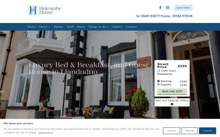 Screenshot of holcombehouse.co.uk