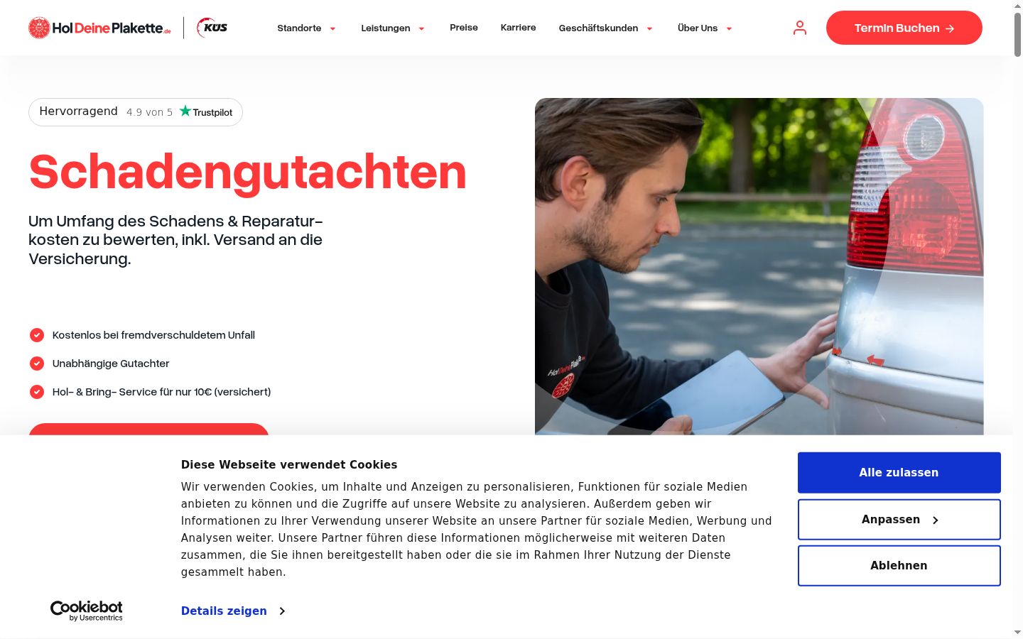 Screenshot des Einwilligungsbanners vor jeglicher Interaktion