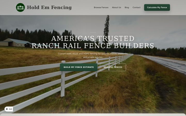 Screenshot of holdemfencing.com