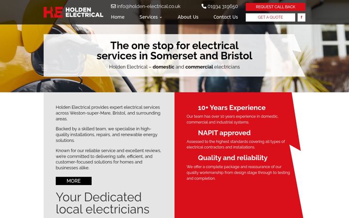 Screenshot of holden-electrical.co.uk