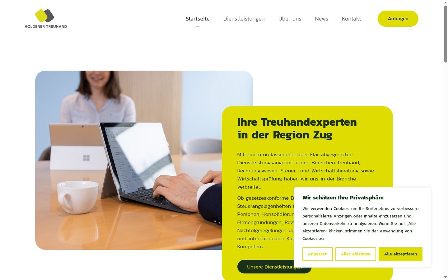 Screenshot des Einwilligungsbanners vor jeglicher Interaktion