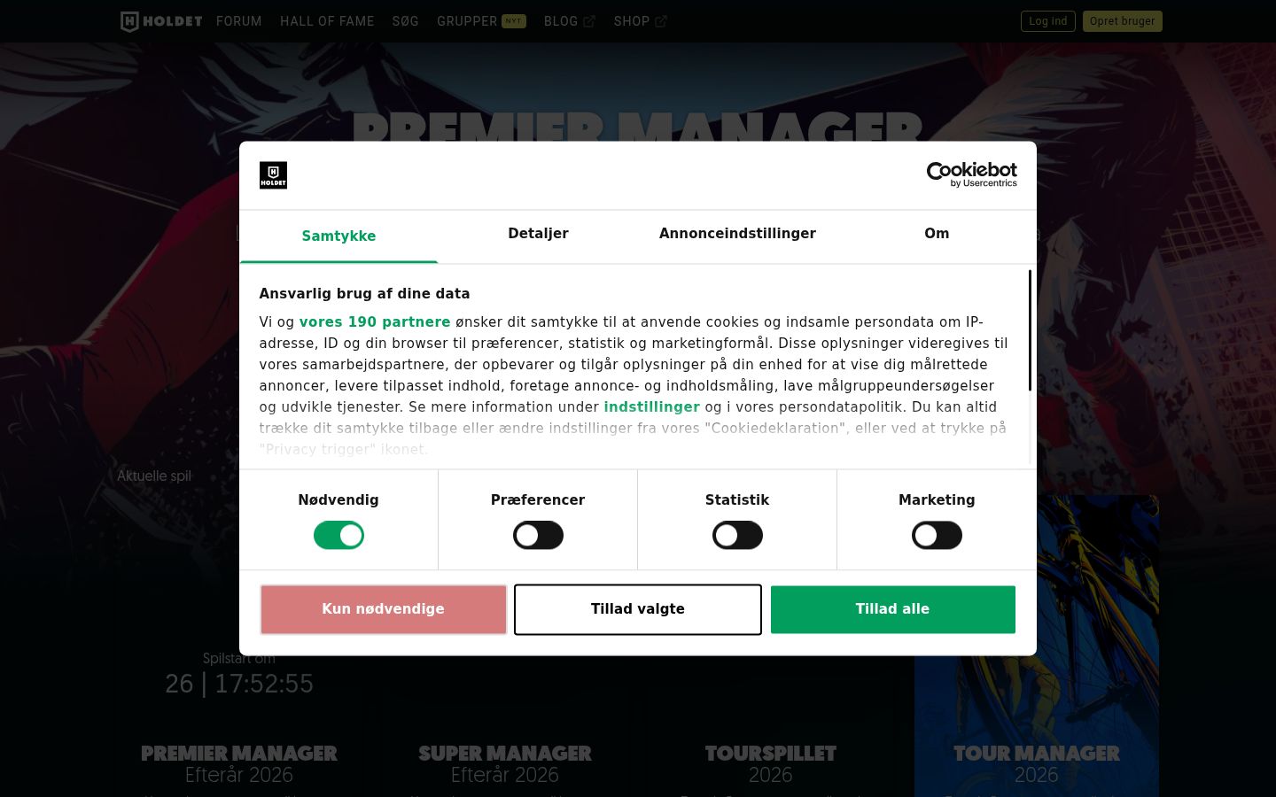 Screenshot del banner di consenso mostrato prima di qualsiasi interazione