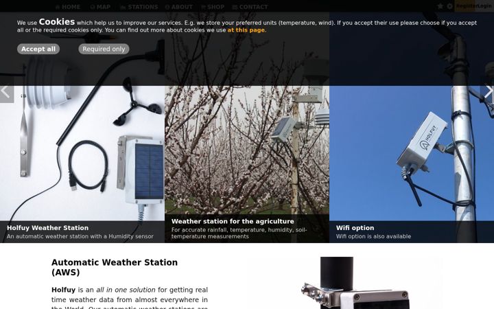 Screenshot of holfuy.com