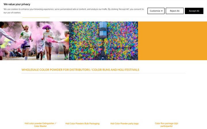 Screenshot of holicolorpowders.com