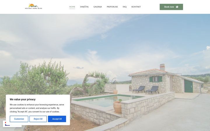 Screenshot of holiday-home-bliss.hr