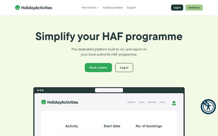 Screenshot of holidayactivities.com