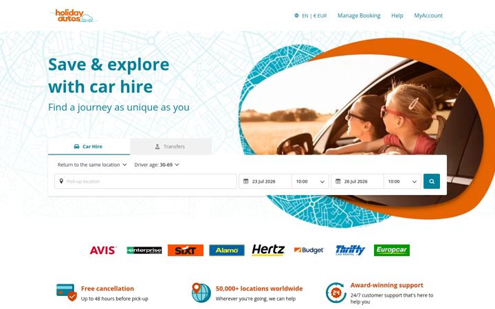 Screenshot of holidayautos.com