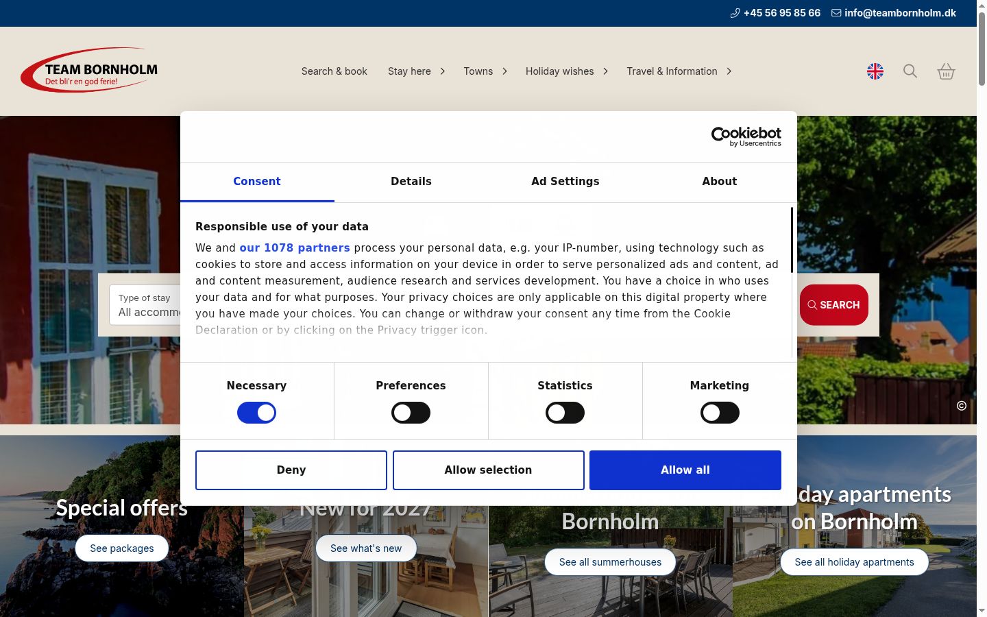 Capture d'écran de la bannière de consentement affichée avant toute interaction