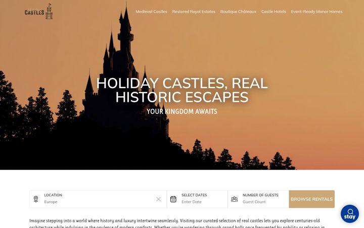Screenshot of holidaycastles.com