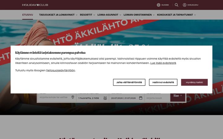 Screenshot of holidayclubresorts.com