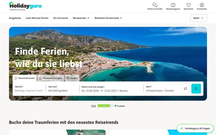 Screenshot of holidayguru.ch