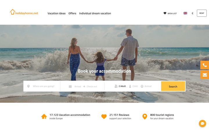 Screenshot of holidayhome.net