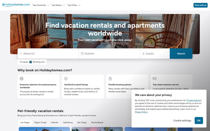 Screenshot of holidayhomes.com