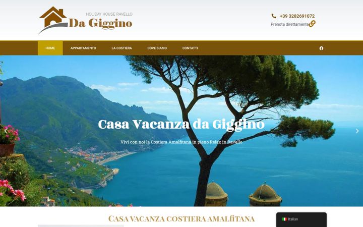Screenshot of holidayhouseravello.it